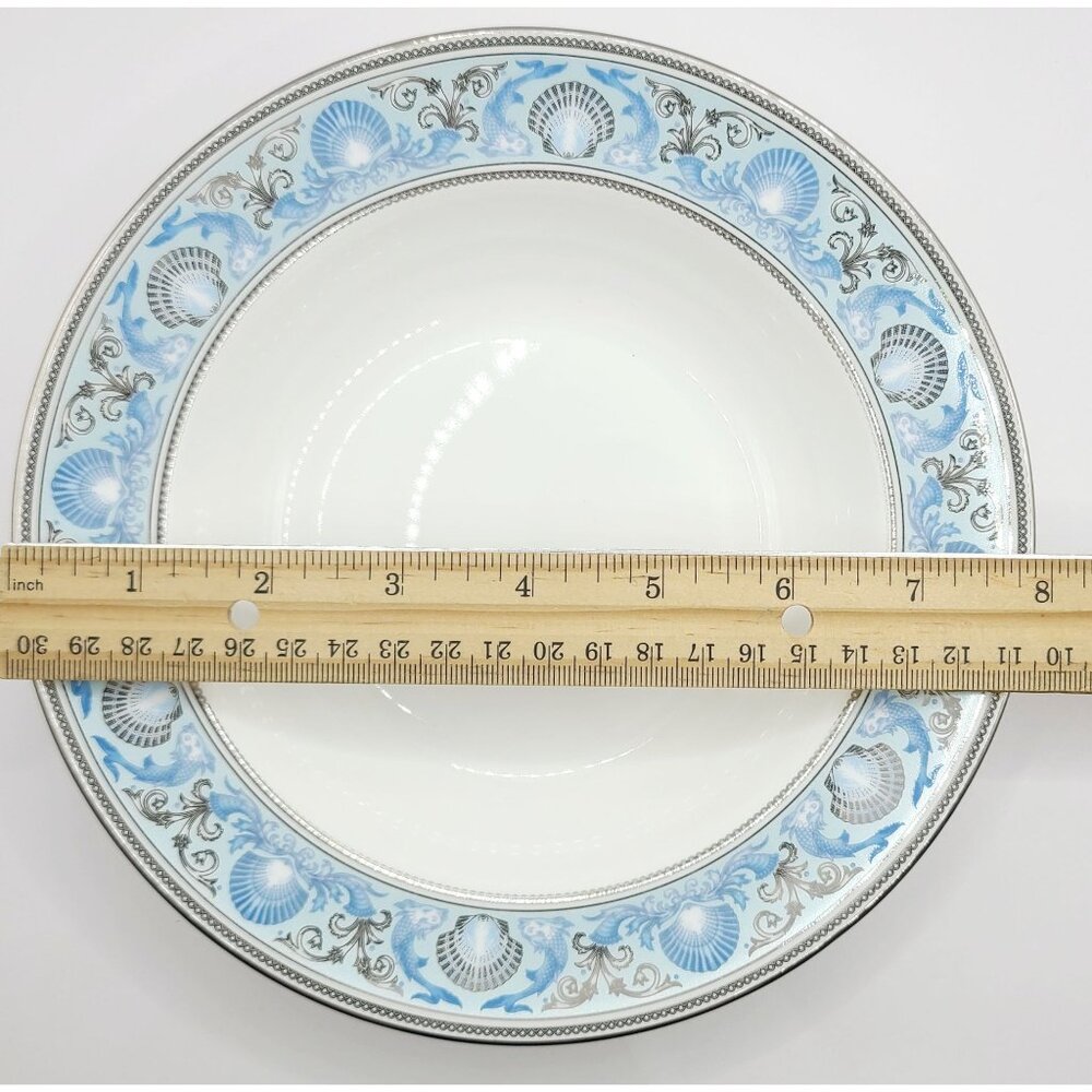 Wedgwood Dolphins Blue Rim Soup Bowl New with Tags Replacement Nautical Silver - Picture 8 of 9